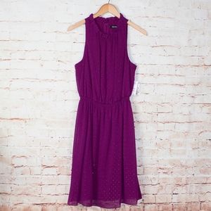 Plum dress with ruffe neck